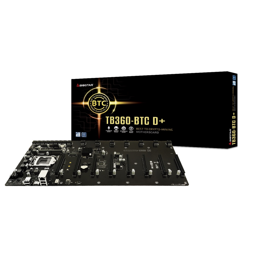 BIOSTAR Mainboard  Biostar TB360-BTC D+(รองรับการ์ดจอ 8 ใบ) เมนบอร์ด BTC ขุด bitcoin/warranty 1ปี/ออ