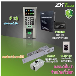 ZKTeco F18 เครื่องสแกนนิ้วเปิดประตู และบันทึกเวลาส่งเข้า Line พร้อมชุดกลอนสำหรับประตูกระจกบานเปลือย