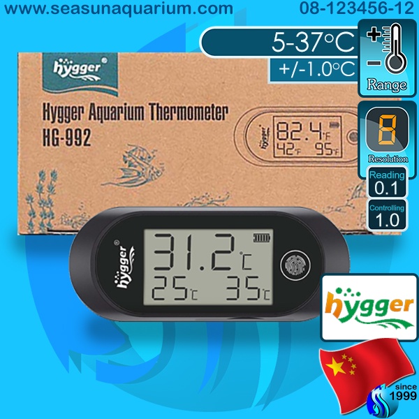 Hygger Digital Aquarium Thermometer HG992 วัดอุณหภูมิ with alarm พร้อมเตือนค่า max min digital