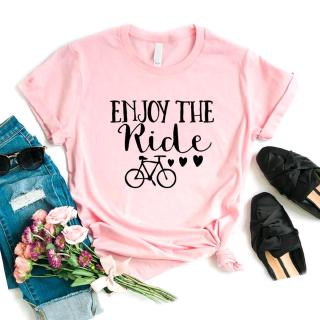 เสื้อยืด Enjoy The Ride Bicycle Print Women Tshirt Cotton Casual Funny T Shirt Gift for Lady Yong Girl Top Tee