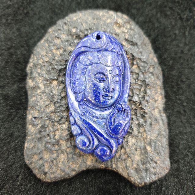 จี้เจ้าแม่กวนอิม แกะสลักหินลาพิสลาซูลี (Lapis Lazuli)