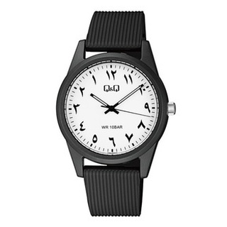 Q&amp;Q Japan by Citizen Jam Tawaf หน้าปัดภาษาอาหรับแบบทวนเข็มนาฬิกา Unisex แบบอะนาล็อกยาง V08A-500VY