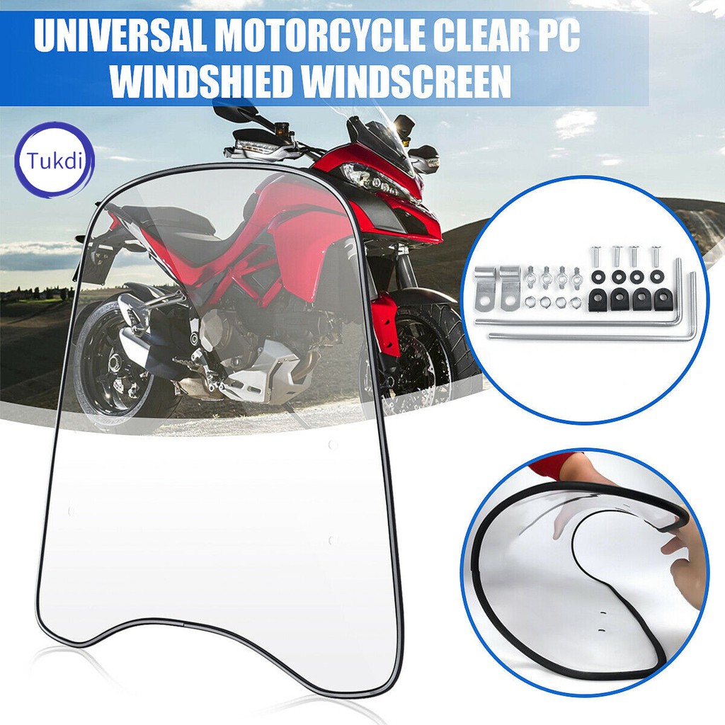 A267 กะบังลมหน้ารถ MOTO กระจกหน้ารถ กระจกขยายสปอยเลอร์อเนกประสงค์ PC กระจกกว้างขอบที่เบนทางลมสำหรับรถจักรยานยนต์
