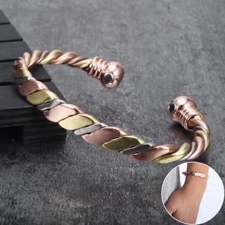 Magnetic Bracelet Copper Ball Rose Gold Open Cuff Adjustable Bangles for Women Gifts Twisted Copper