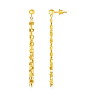 ต่างหูแบบห้อยระย้า-ขัดเงา-ทองคำแท้-14k 14k Yellow Gold Polished Drop Earrings