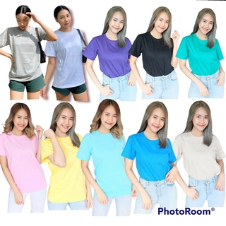 เสื้อยืดคอกลม เสื้อยืดสีพื้น เสื้อยืดเปล่า cotton100% ไม่มีตะเข็บข้าง มีไซส์  S M L XL อก 32 - 44 นิ้ว ราคาโรงงาน