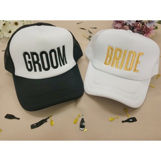 หมวกคู่ Groom &amp; Bride พร็อพปาร์ตี้สละโสด พรีเวดดิ้ง งานแต่งงาน พร้อมส่ง สินค้าอยู่ไทย