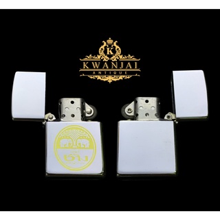 31 ไฟแช๊คแบบเติมน้ำมัน ทรงZippo สีเงินลายเบียร์ช้าง