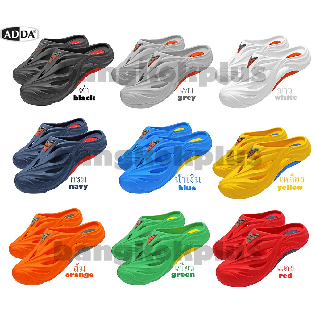 CROCS รองเท้ารัดส้น รองเท้าแตะผู้ชาย ADDA 53301 (สี: ดำ, เทา, น้ำเงิน, ขาว, กรม, ส้ม, เหลือง, เขียว, แดง, น้ำตาล)