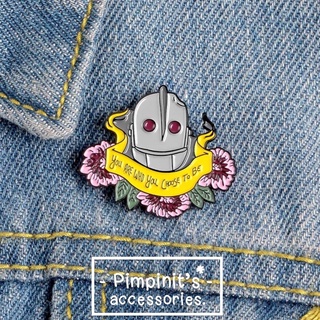 📬 พร้อมส่ง : 🤖 เข็มกลัดลายหุ่นยนต์และดอกไม้ | “YOU ARE WHO YOU CHOOSE TO BE” Robot &amp; Flowers Enamel Brooch Pin.