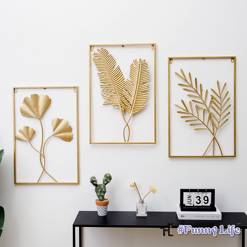 Che Metal Wall Decor With Square Frame Leaf Art Gold Framed Leaves Artwork For Home Decoration Unzj Ee Thailand - Leaf Wall Decor Gold