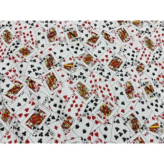 ผ้าเมตร ผ้าคอตต้อนทีซี ผ้าคอตต้อนผสม ลายไพ่ หน้ากว้าง 45 นิ้…