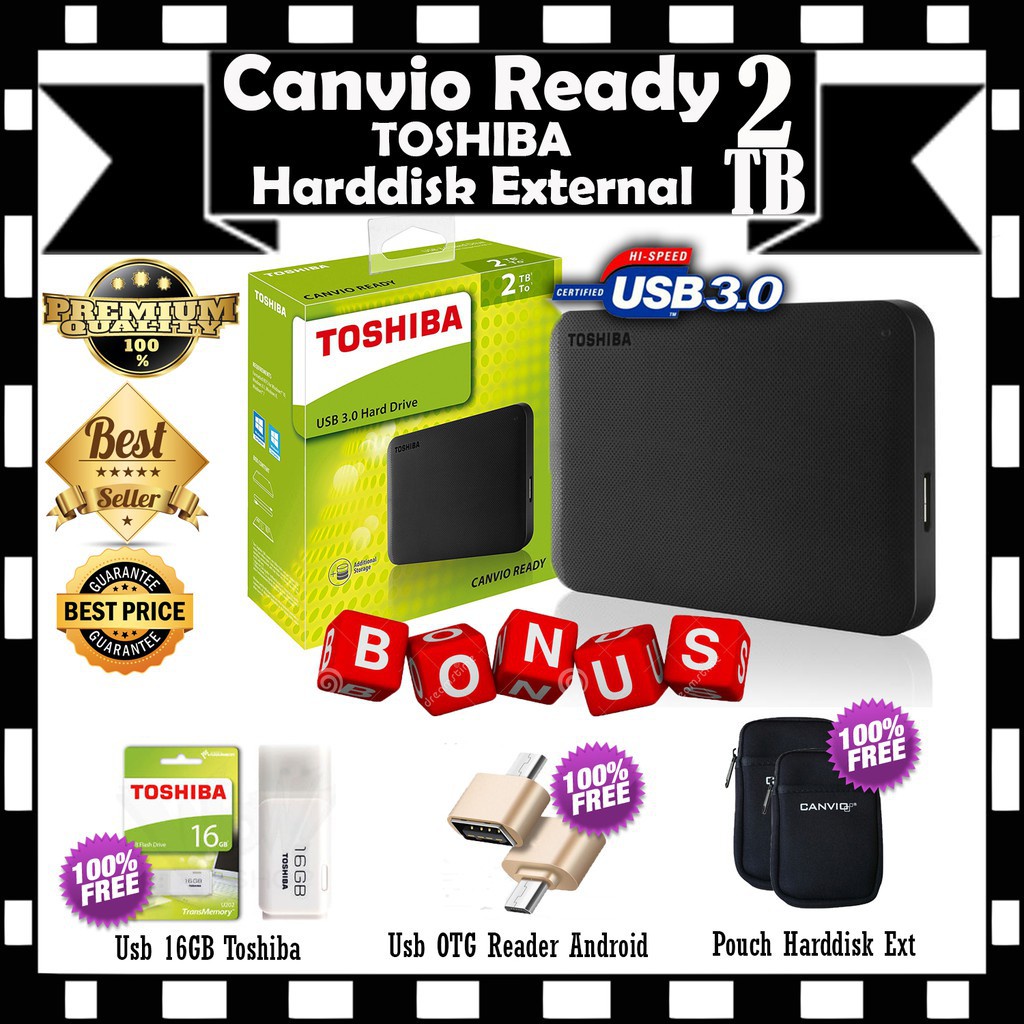 100% Brand New Toshiba canvio 2 tb - hdd / hd / harddisk external - gratis external connection cable