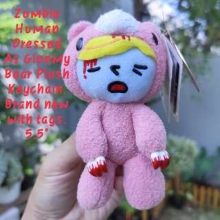 พวงกุญแจ ตุ๊กตา ซอมบี้ใส่ชุดหมีโหด zombie human dressed as gloomy bear plush keychain with tags. ขนาด5.5" ลิขสิทธิ์แท้