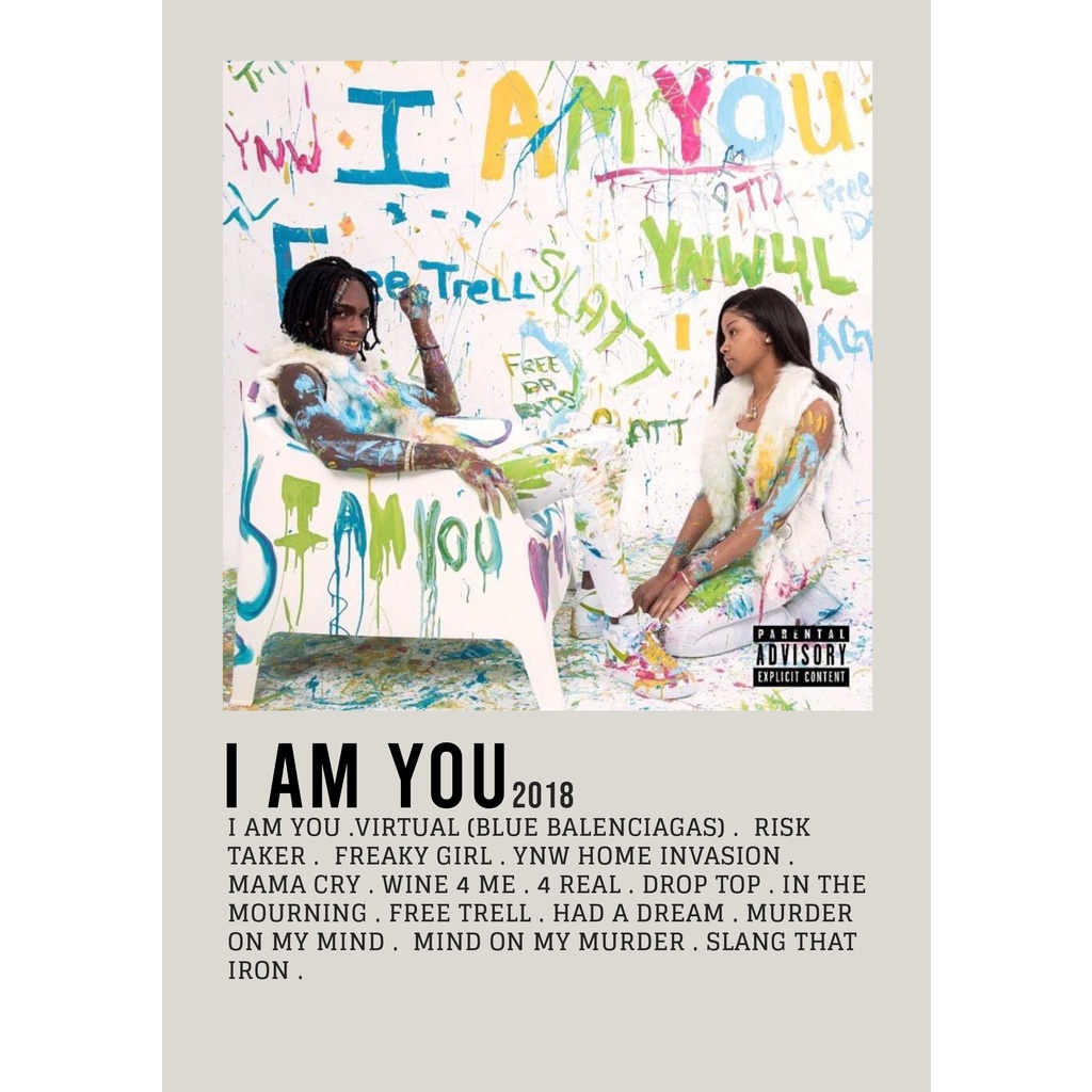 โปสเตอร์ปกอัลบั้ม I AM YOU โดย YNW Melly สําหรับห้อง/บาร์เบอร์ยิม