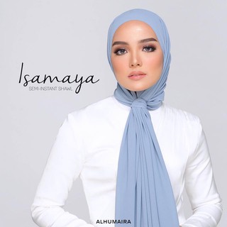 ฮิญาบผ้าพันยาว คัตติ้งกึ่งสำเร็จ แบบเสริมยาง รุ่น ISAMAYA SEMI INSTANT จาก ALHUMAIRA