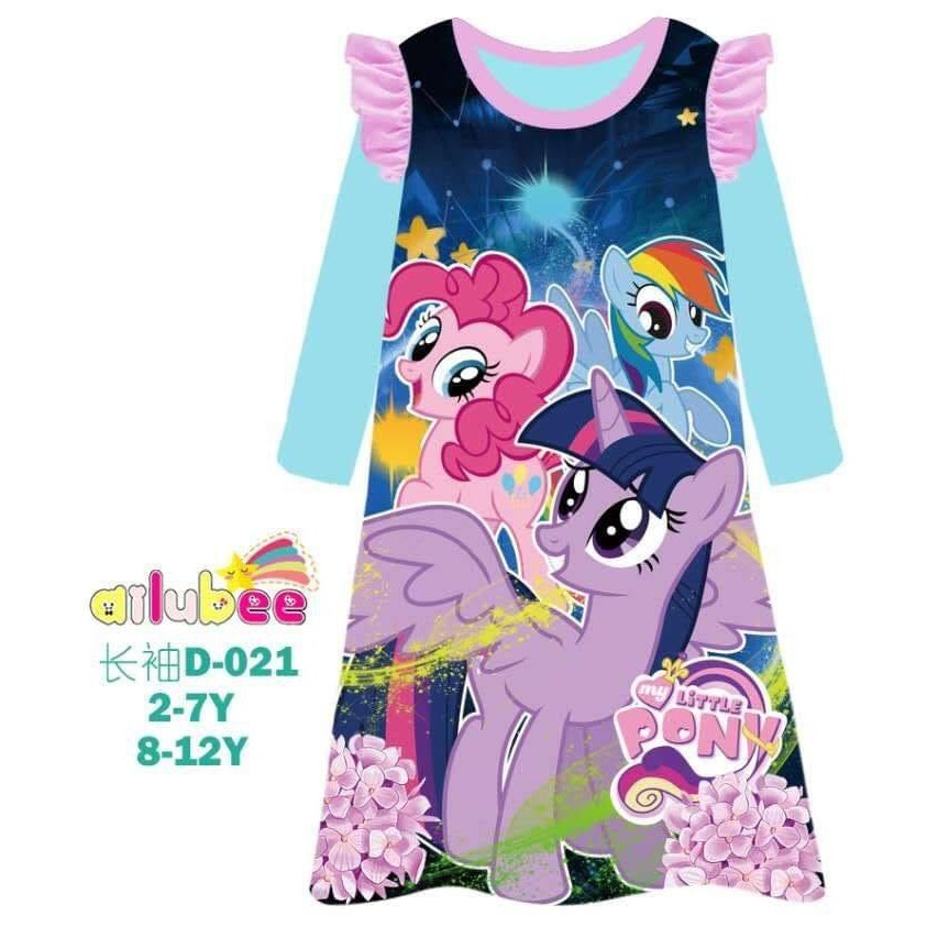 CLEARANCE Ailubee D021 Pony Blue Long Sleep Dress (2/3y)