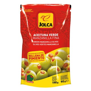 JOLCA PEPPER PASTE STUFFED MANZANILLA OLIVES 190 g. มะกอกเขียวสอดไส้พริก