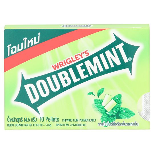 🔥แนะนำ!! ริกลี่ย์ ดับเบิ้ลมิ้นต์ หมากฝรั่ง กลิ่นมิ้นต์ 10 เม็ด Wrigley Double Mint Chewing Gum, 10 M