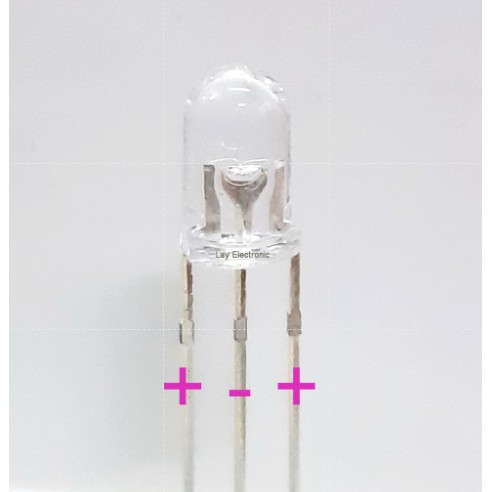 (50ตัว) LED 5มิล ขาวใส แสงแดง-น้ำเงิน 3 ขา 2 สี SUPER BRIGHT