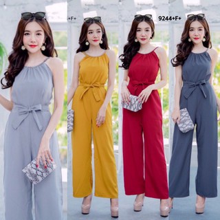 TW9244 Jumpsuit จั๊มสูทยาวสายเดี่ยวคล้องคอ