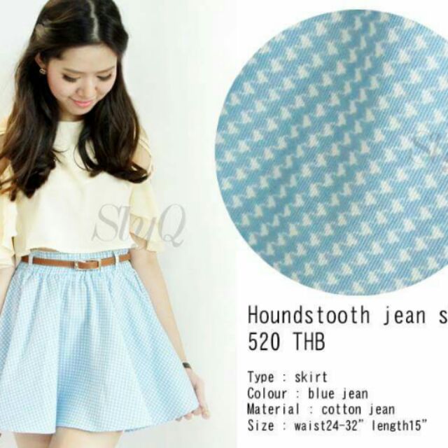 Houndstooth jean skirt