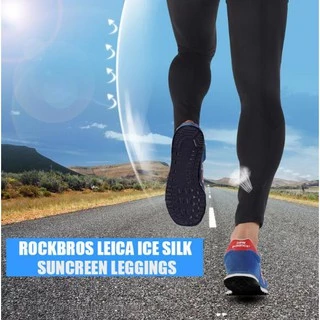 ROCKBROS กางเกงขายาวสำหรับขี่จักรยาน UV ปลอกขารัดกล้ามเนื้อ แถบยางซิลิโคน UPF50+