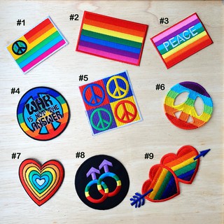 ตัวรีดสายรุ้ง งานปัก ธงสายรุ้ง หัวใจ Rainbow Heart Peace Patch WOP DIY ตัวรีดติดเสื้อ ตัวรีด อาร์มสันติภาพ น่ารัก อาร์ม