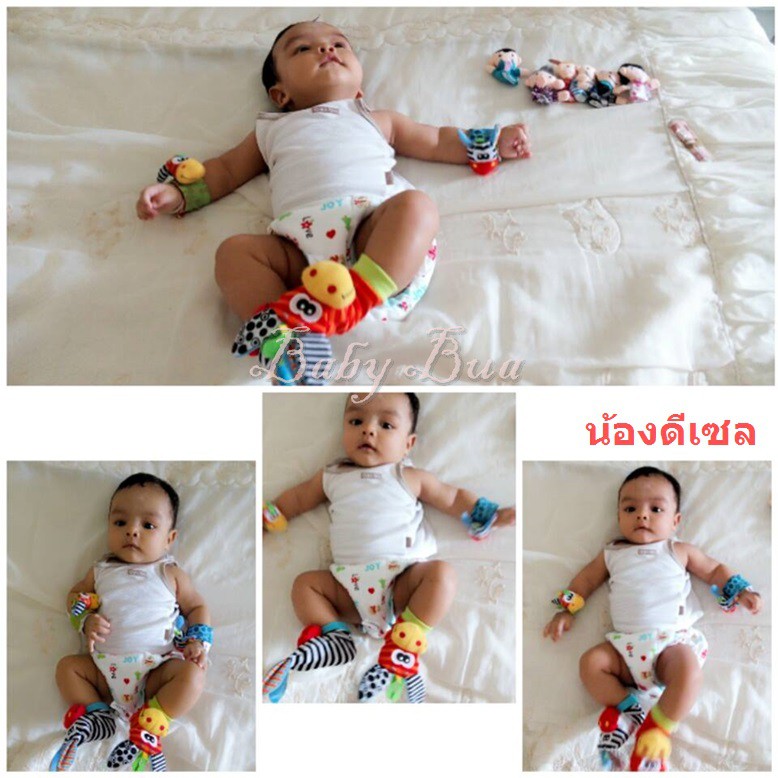 BabyBua ตุ๊กตาข้อมือและถุงเท้าเสริมพัฒนาการ พร้อมส่ง foot finder and wrist rattle set ของเล่นเสริมพัฒนาการ รูปที่ 6