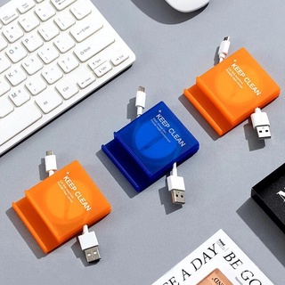 กล่องพลาสติก ทรงสี่เหลี่ยม แบบพกพา หมุนได้ สําหรับเก็บสายหูฟัง สายเคเบิล USB 2 ชิ้น