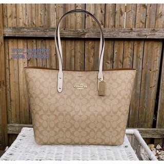 COACH F76636 TOWNTOTE IN SIGNATURE CANVAS แท้ COACH FACTORY