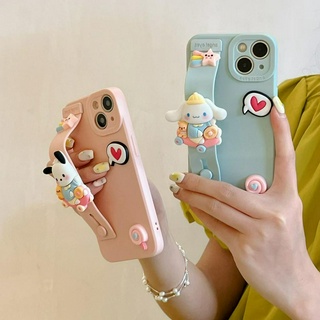 💖New 💖iPhone 14 13 12 11 Pro Max เคส for เคสไอโฟน11การ์ตูน น่ารัก ลูกสุนัข กระต่าย บางเบาพกพาง่าย สายรัดข้อมือ Case