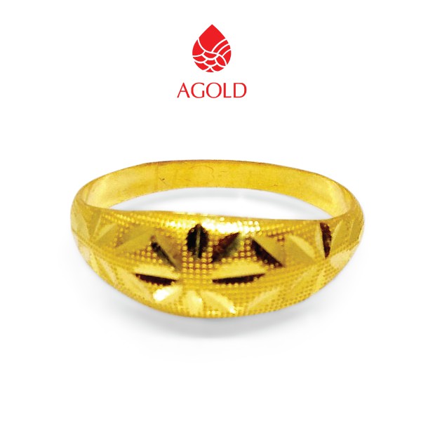 AGOLD แหวนทอง ลายหัวโปร่งตัดจิก คละลาย 1.89 กรัม ทองคำแท้ 96.5