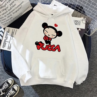 Pucca เสื้อฮู้ดดี้ พิมพ์ลายกราฟฟิค Ulzzang สไตล์เกาหลี สตรีท สําหรับผู้ชาย