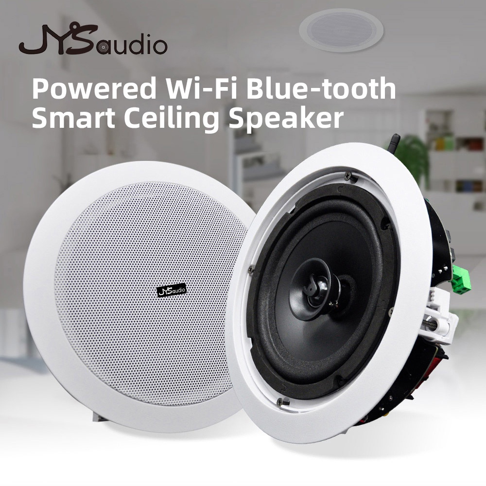 2 ชิ้น HiFi WIFI ลําโพงเพดานเสียงสเตอริโอ PA ซับวูฟเฟอร์ 30 วัตต์ลําโพงบลูทูธเข้ากันได้บ้านในตัว D C