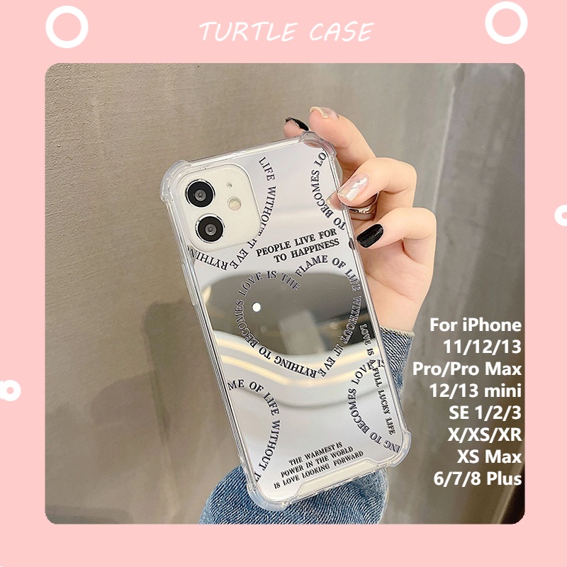 เคสโทรศัพท์มือถือ แบบนิ่ม ลายหัวใจ มีกระจก สําหรับ Apple iPhone 12 11 12 12 Pro 12 Pro max 11 11 Pro max XS max XR 8 plus 7 plus 6S 6