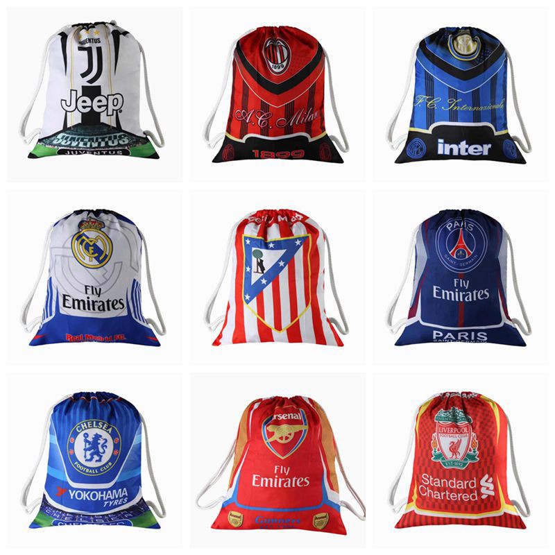 แพ็คฟุตบอลเรียบง่าย Real Madrid,Bacelona,Liverpool,Manchester United, Peripheral ของที่ระลึก Drawstring bag กระเป๋าฟุตบอล