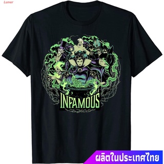 เสื้อยืดผ้าฝ้ายพิมพ์ลายขายดี เสื้อยืดยอดนิยม Disney Villains Infamous Evil Group T-Shirt Short sleeve T-shirts