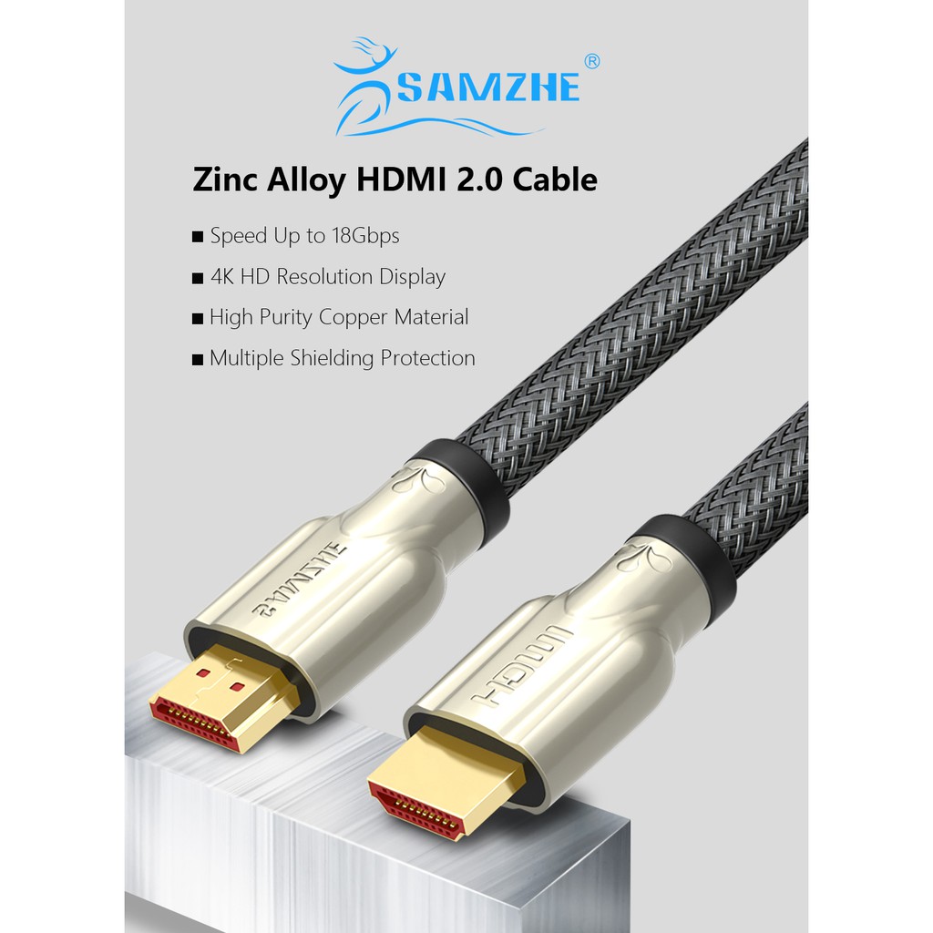 SAMZHE HDMI 2.0 4K 1080P for PS3 Projector HD LCD Apple TV Computer (1/1.5/2เมตร)