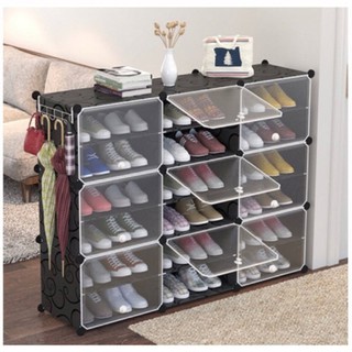 คู่บ้าน ตู้รองเท้า ชั้นวางรองเท้า DIY อเนกประสงค์ มีฝาใสปิดกันฝุ่น Shoe Cabinet Shชั้นวางรองเท้าราคาถูก  กล่องวางรองเท้า