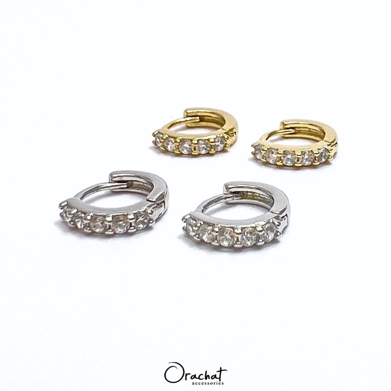 Orachat | Clare 14k hoop earrings. (ต่างหูตัวเรือนสแตนเลส)