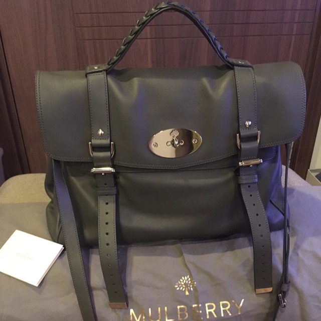 มือ 2 สภาพกริบ Mulberry Alexa oversized satchel สีเทา โคตรสวย