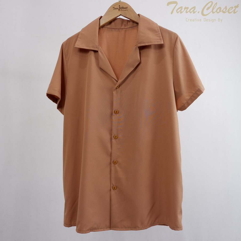 IT019 TARA Shirt minimal เสื้อเชิ้ต ปกฮาวาย แขนสั้น กระดุมหน้า สีเอิร์ธโทน ผ้าไหมอิตาลีอย่างดี ผ้าดี ใส่สบาย ไม่ร้อน - รูปที่ 6