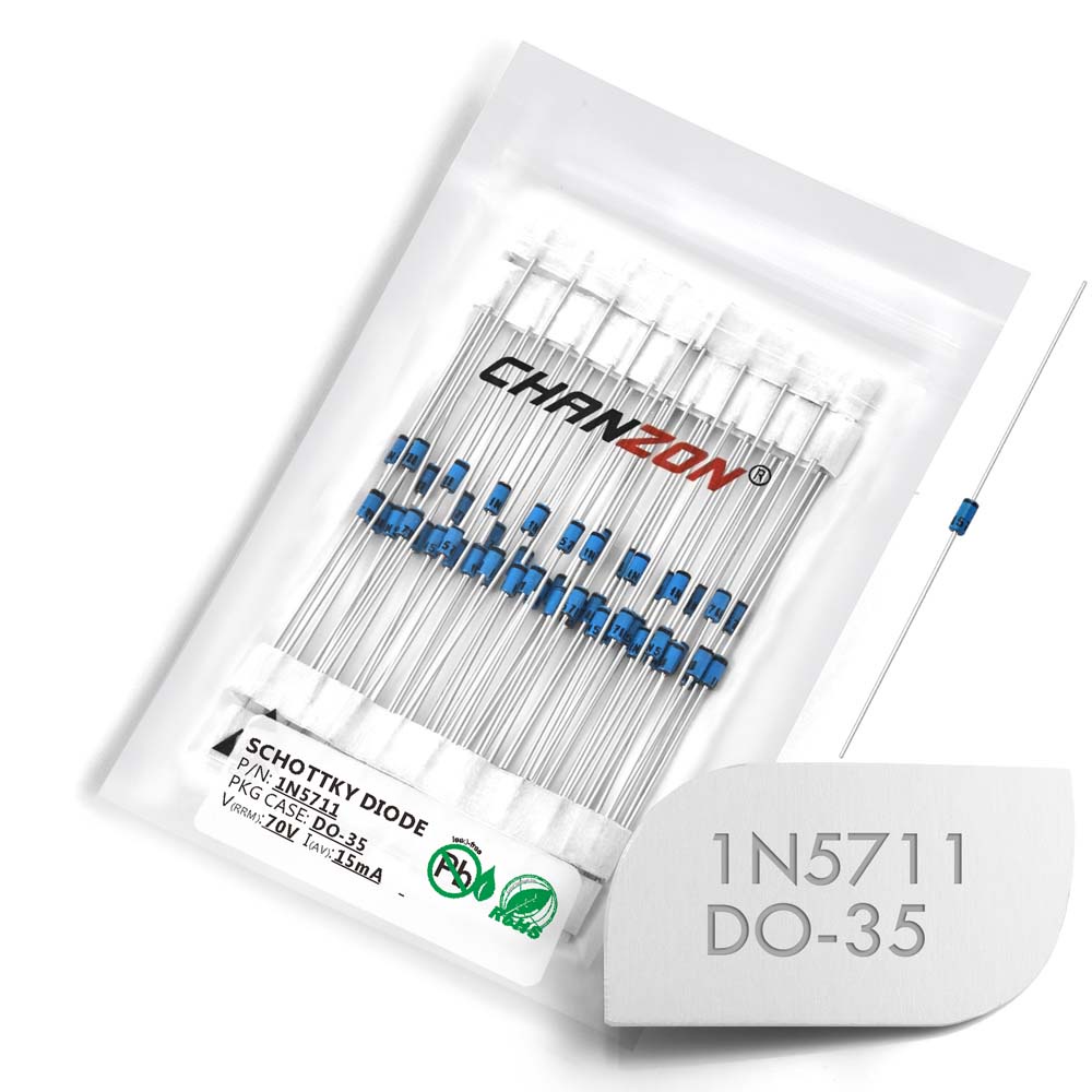 (50 Pcs) 1N5711 Schottky Barrier Rectifier Diodes 15mA 70V DO-35 Axial 1N IN 5711 IN5711 15 mA 70 Vo