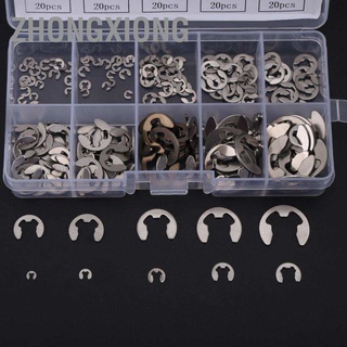 Zhongxiong แหวนสแตนเลส E-Ring Assortment M1.5-M10 200 ชิ้น