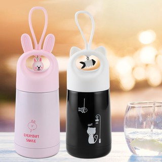มีของพร้อมส่ง  ขวดน้ําสแตนเลสสูญญากาศลายการ์ตูนน่ารักพร้อมจี้ห้อยจี้สําหรับเด็ก