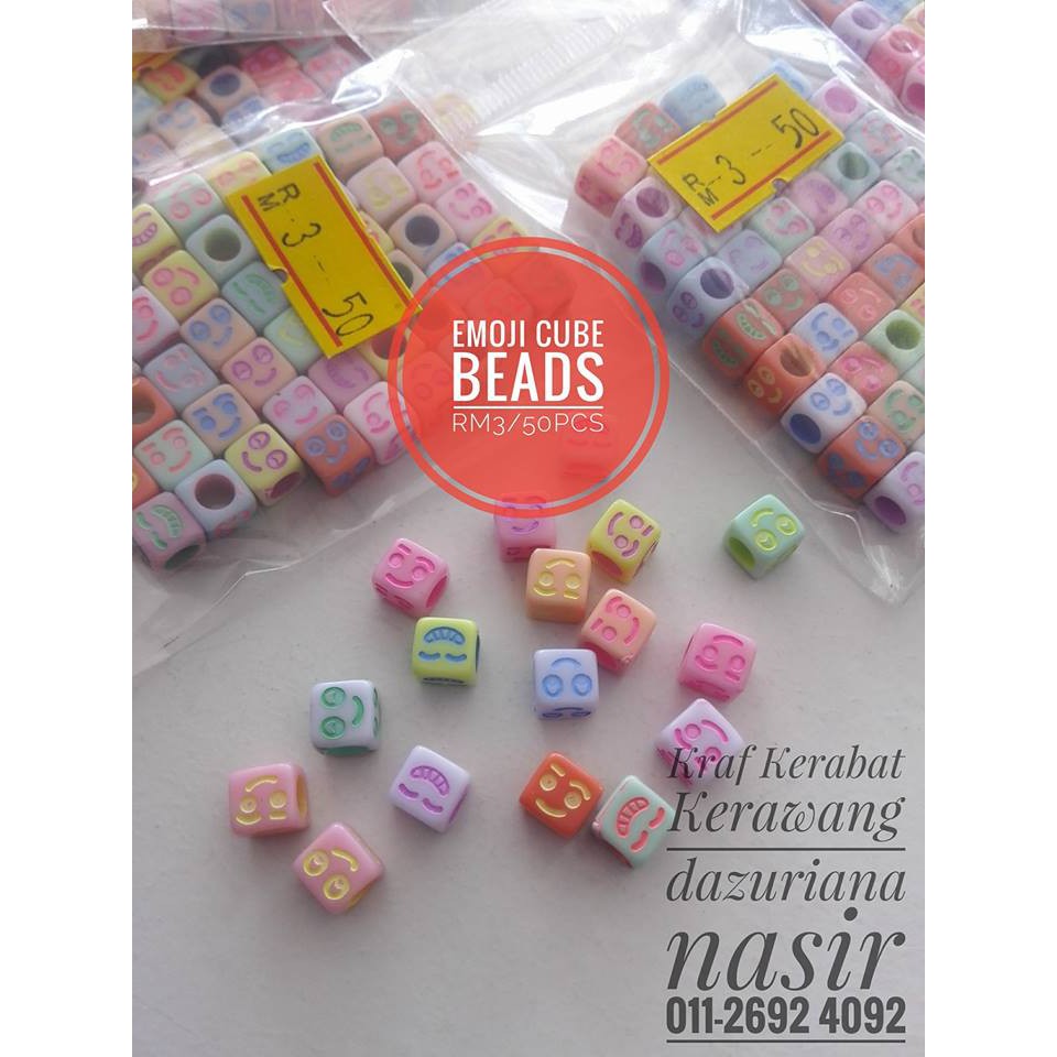 EMOJI CUBE BEADS 50ชิ้น/1แพ็ค