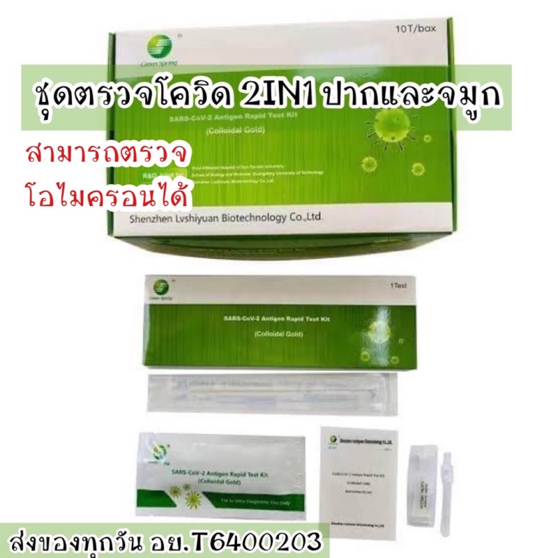 ชุดตรวจATK ยี่ห้อGreen spring 10เทส ผ่าน อย. พร้อมส่ง