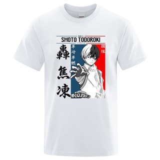 เสื้อยืดลําลอง ผ้าฝ้าย แขนสั้น คอกลม พิมพ์ลายการ์ตูน Todoroki Shoto My Hero Academia ทรงหลวม โอเวอร์ไซซ์ สไตล์ฮิปฮอป สํา