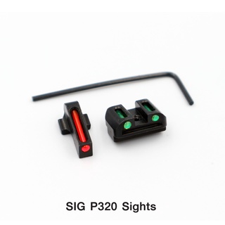 SiG P320 Sights ศูนย์หน้า-หลัง หลอด Fiber optic เรืองแสงเฉพาะกลางวันเท่านั้น (Day sight Only)